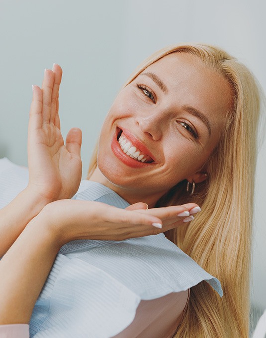 Happy, smiling female dental patient