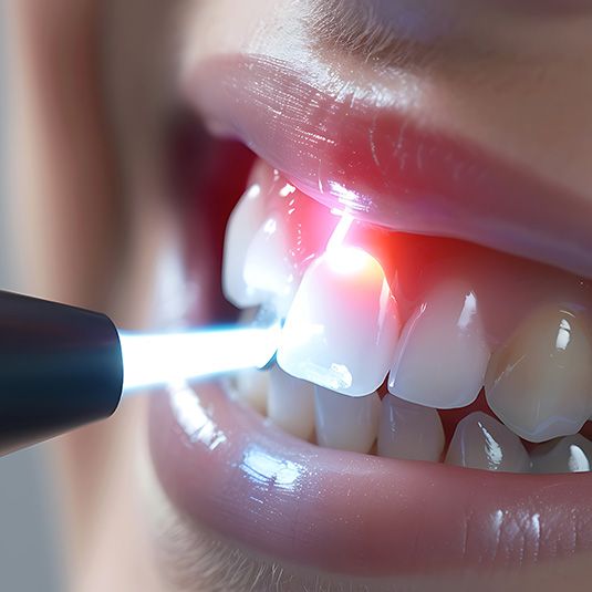 Digital image of dental laser next to patient’s teeth