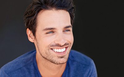 Portrait of handsome man with white teeth